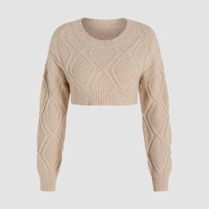Solid Texture Crop Sweater